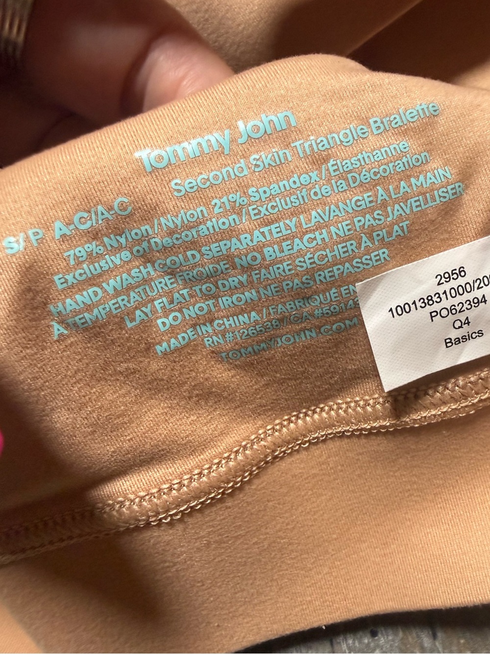 Tommy John NWT Second Skin Triangle Bralette size small. - Picture 8 of 8